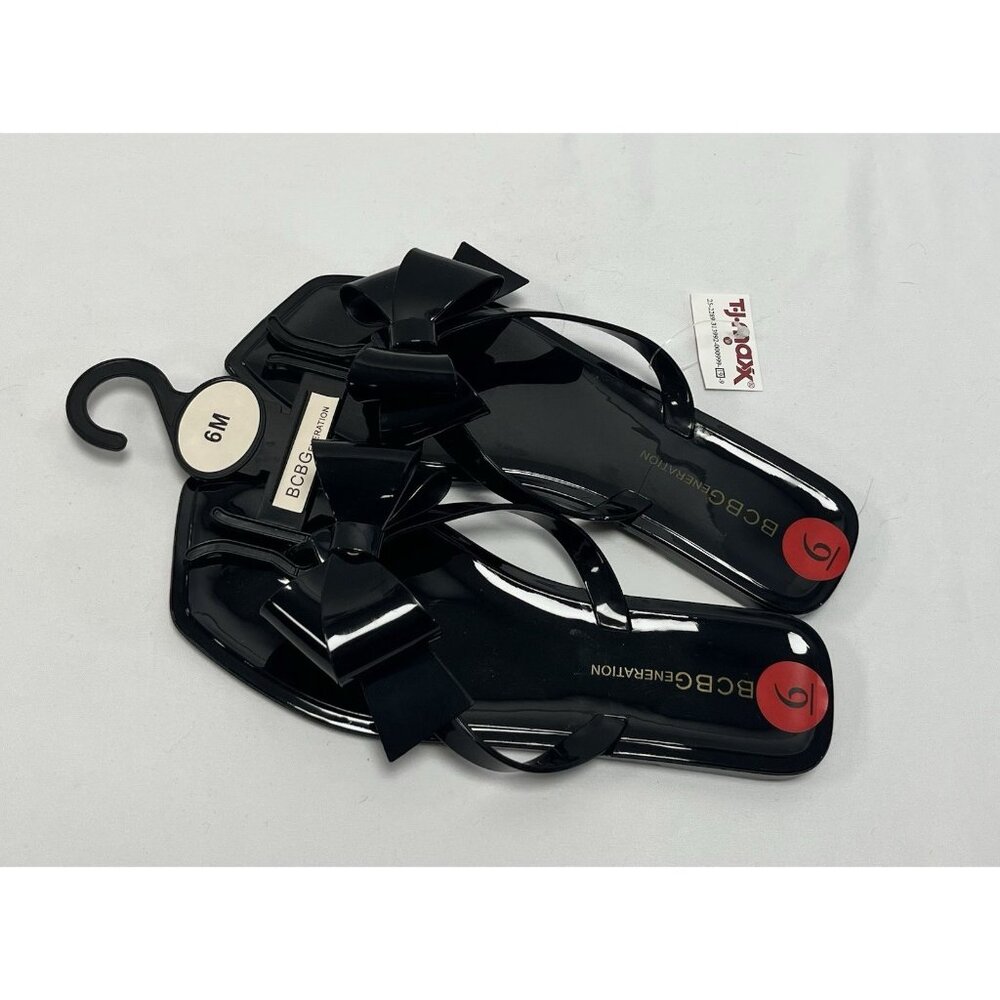 BCBGeneration Black Rubber Slip On Slides Bow 6 Classy/Cute/Comfy 🤍 - Picture 2 of 4